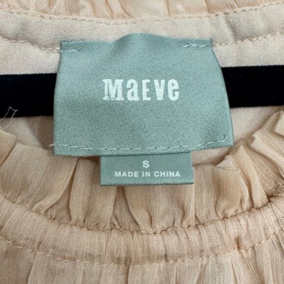 Maeve Anthropologie Tiered Peplum Tank Top Blush Pink Tassel Tie Shoulder Small - Picture 3 of 6